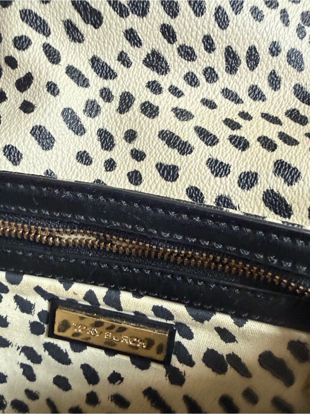 Tory Burch Black and White Spotted Leather Crossbody - Picture 6 of 10
